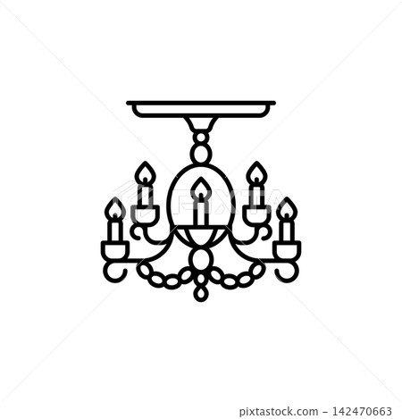Chandelier line icon for home appliances, home lighting, interior, household equipment, electrical devices, decoration, room design, web, mobile apps, and infographic design, isolated Chandelier line icon for home appliances, home lighting, interior, household equipment, electrical devices, decoration, room design, web, mobile apps, and infographic design, isolated 142470663