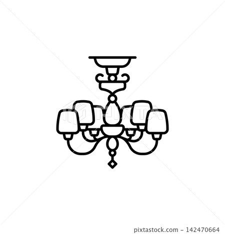 Chandelier line icon for home appliances, home lighting, interior, household equipment, electrical devices, decoration, room design, web, mobile apps, and infographic design, isolated Chandelier line icon for home appliances, home lighting, interior, household equipment, electrical devices, decoration, room design, web, mobile apps, and infographic design, isolated 142470664