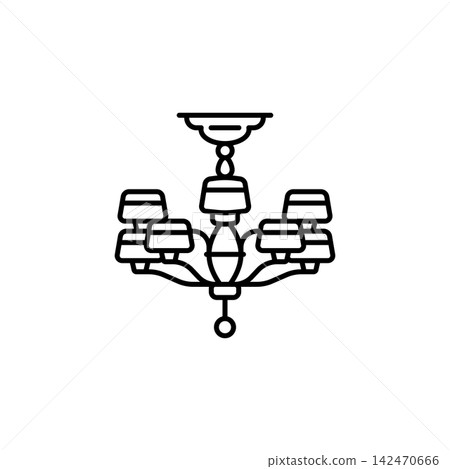 Chandelier line icon for home appliances, home lighting, interior, household equipment, electrical devices, decoration, room design, web, mobile apps, and infographic design, isolated Chandelier line icon for home appliances, home lighting, interior, household equipment, electrical devices, decoration, room design, web, mobile apps, and infographic design, isolated 142470666