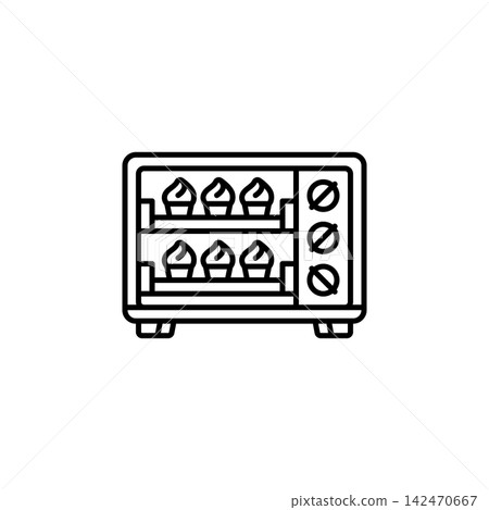 Oven cake line icon for home appliances, kitchen equipment, baking, cooking, household tools, food preparation, web, mobile apps, and infographic design, isolated Oven cake line icon for home appliances, kitchen equipment, baking, cooking, household tools, food preparation, web, mobile apps, and infographic design, isolated 142470667