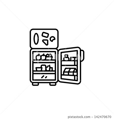 Refrigerator line icon for home appliances, kitchen equipment, food storage, household devices, cooling, home interior, web, mobile apps, and infographic design, isolated Refrigerator line icon for home appliances, kitchen equipment, food storage, household devices, cooling, home interior, web, mobile apps, and infographic design, isolated 142470670