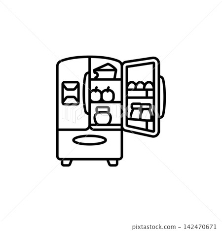 Refrigerator line icon for home appliances, kitchen equipment, food storage, household devices, cooling, home interior, web, mobile apps, and infographic design, isolated Refrigerator line icon for home appliances, kitchen equipment, food storage, household devices, cooling, home interior, web, mobile apps, and infographic design, isolated 142470671