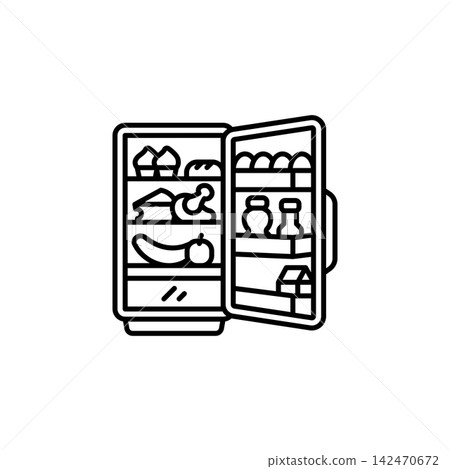 Refrigerator line icon for home appliances, kitchen equipment, food storage, household devices, cooling, home interior, web, mobile apps, and infographic design, isolated Refrigerator line icon for home appliances, kitchen equipment, food storage, household devices, cooling, home interior, web, mobile apps, and infographic design, isolated 142470672