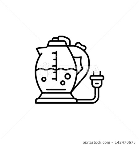 Electric kettle line icon for home appliances, kitchen equipment, hot water, household devices, beverage preparation, web, mobile apps, and infographic design, isolated Electric kettle line icon for home appliances, kitchen equipment, hot water, household devices, beverage preparation, web, mobile apps, and infographic design, isolated 142470673