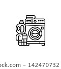 washing machine vector icon. home appliance icon line style. perfect use for logo, presentation, website, and more. modern icon design outline style 142470732