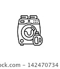 washing machine vector icon. home appliance icon line style. perfect use for logo, presentation, website, and more. modern icon design outline style 142470734