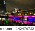 Night view and cherry blossoms from near Kyobashi Station and Tenmabashi in Osaka 142470782