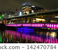 Night view and cherry blossoms from near Kyobashi Station and Tenmabashi in Osaka 142470784