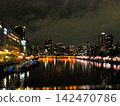 Night view and cherry blossoms from near Kyobashi Station and Tenmabashi in Osaka 142470786