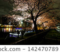 Night view and cherry blossoms from near Kyobashi Station and Tenmabashi in Osaka 142470789