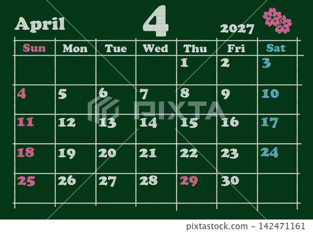 日曆 Blackboard 2027 年 4 月 日曆 Blackboard 2027 年 4 月 142471161