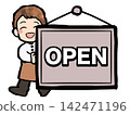 Open sign and cafe owner 142471196
