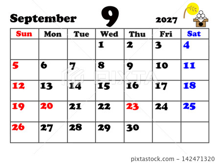 2027年9月日曆 2027年9月日曆 142471320
