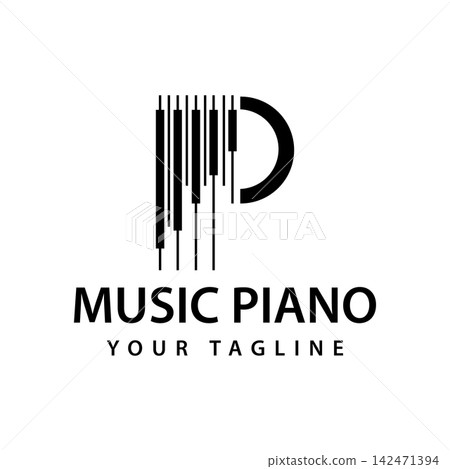 P letter logo featuring a piano instrument theme or musical activity, with an illustration of piano keys. Suitable for logo design, school logos, or music course centers. P letter logo featuring a piano instrument theme or musical activity, with an illustration of piano keys. Suitable for logo design, school logos, or music course centers. 142471394