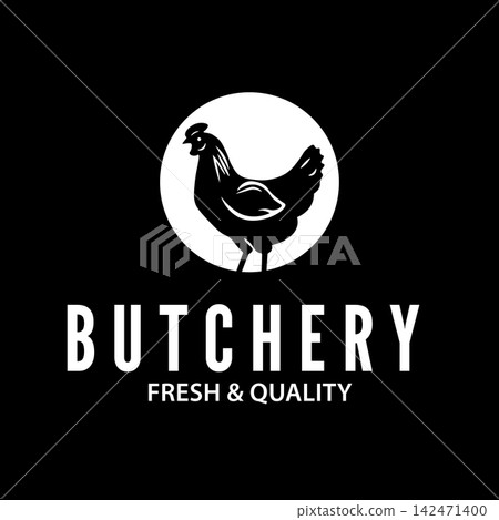 Retro Poultry Farm Vector Logo, Vintage Hen Badge Emblem for Local Farming Business with Chicken Silhouette Illustration in a Circle Retro Poultry Farm Vector Logo, Vintage Hen Badge Emblem for Local Farming Business with Chicken Silhouette Illustration in a Circle 142471400