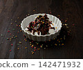Marshmallow chocolate fondue 142471932