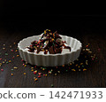 Marshmallow chocolate fondue 142471933
