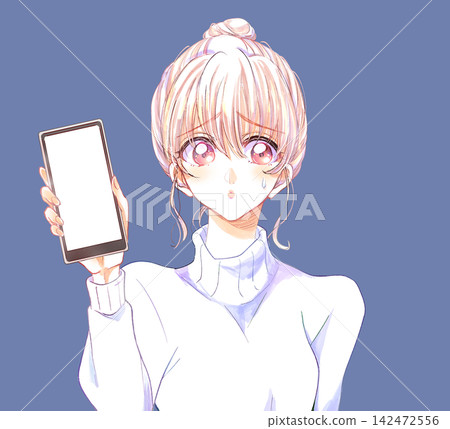 Woman shows her smartphone - I'm worried. Woman shows her smartphone - I'm worried. 142472556