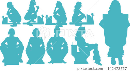 Illustration of a woman going to the toilet Illustration of a woman going to the toilet 142472757