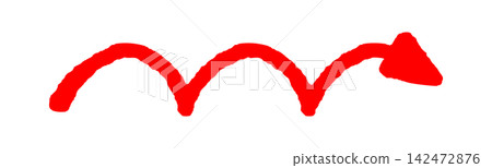 A rough, freehand-drawn arrow illustration in red. A rough, freehand-drawn arrow illustration in red. 142472876