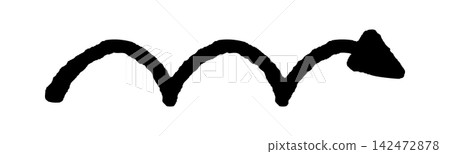 A rough, freehand-drawn arrow illustration in black. A rough, freehand-drawn arrow illustration in black. 142472878