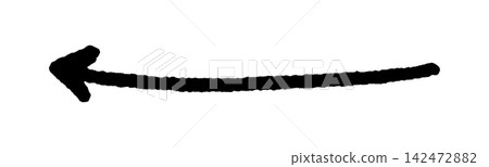 A rough, freehand-drawn arrow illustration in black. A rough, freehand-drawn arrow illustration in black. 142472882