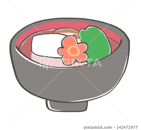 關東風味醬油湯(年糕湯)的插圖。 關東風味醬油湯(年糕湯)的插圖。 142472977