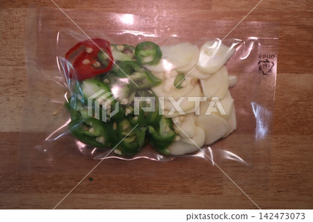 Sliced Vegetables in Plastic Bag Sliced Vegetables in Plastic Bag 142473073