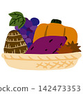 Illustration of harvested produce in a basket 142473353