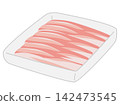 Illustration of sliced pork belly in a pack, suitable for hot pot or shabu-shabu. 142473545