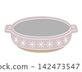 An illustration of an earthenware pot with the lid open and a snowflake pattern. 142473547
