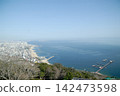 從山頂俯瞰沿海城市和港口 142473598