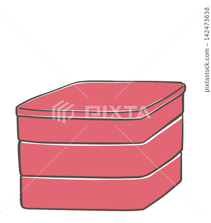 Illustration of a three-tiered red bento box Illustration of a three-tiered red bento box 142473638