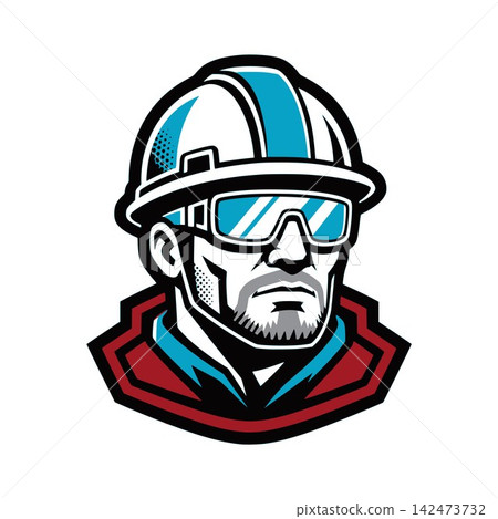 Builder handyman mascot emblem for construction service company identity Builder handyman mascot emblem for construction service company identity 142473732