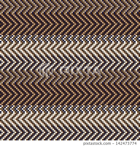 Brown Chevron Textured Knitting Grid seamless pattern design for fashion and home textiles, graphics, knitwear and backgrounds 142473774