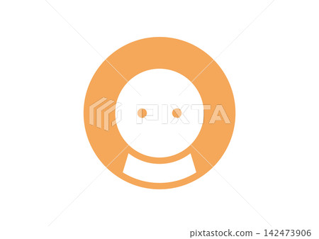 A simple and cute, round, human-shaped icon (orange) facing forward. A simple and cute, round, human-shaped icon (orange) facing forward. 142473906