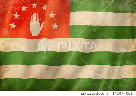 Old vintage flag of Abkhazia, worn and stained 142474061