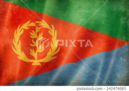 Old vintage flag of Eritrea, worn and stained 142474063