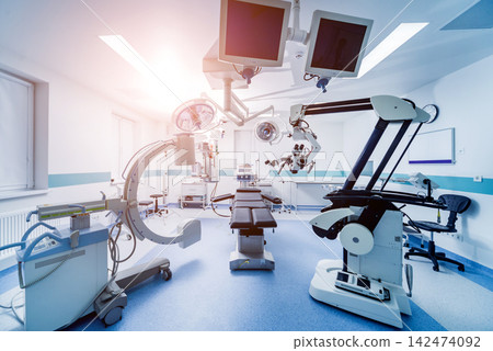 Modern equipment in operating room. Medical devices for neurosurgery. 142474092