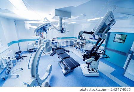 Modern equipment in operating room. Medical devices for neurosurgery. Modern equipment in operating room. Medical devices for neurosurgery. 142474095