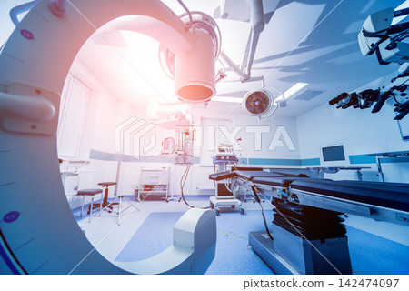 Modern equipment in operating room. Medical devices for neurosurgery. 142474097