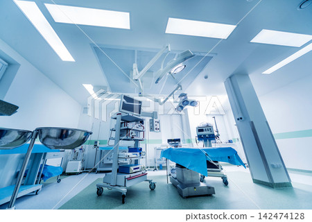 Modern equipment in operating room. Medical devices for neurosurgery. Modern equipment in operating room. Medical devices for neurosurgery. 142474128