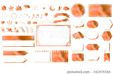 Cute watercolor-style decorative icons and frames set. Cute watercolor-style decorative icons and frames set. 142474164