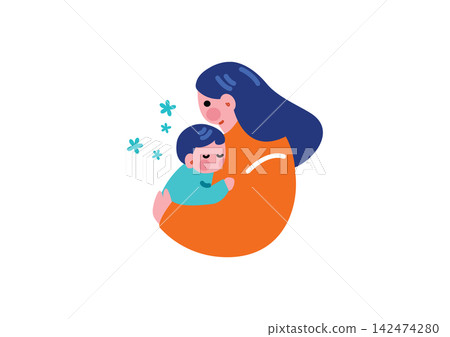 一個媽媽抱著一個嬰兒的插圖 一個媽媽抱著一個嬰兒的插圖 142474280