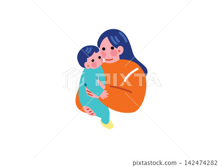 一個媽媽抱著一個嬰兒的插圖 一個媽媽抱著一個嬰兒的插圖 142474282