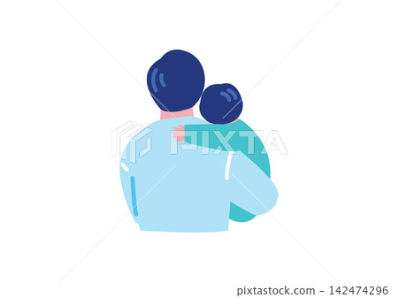 一幅父親背對著嬰兒的插圖。 一幅父親背對著嬰兒的插圖。 142474296