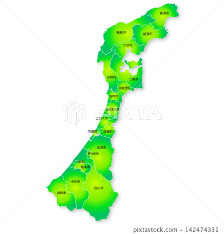 Map of Ishikawa Prefecture and its municipalities Map of Ishikawa Prefecture and its municipalities 142474331