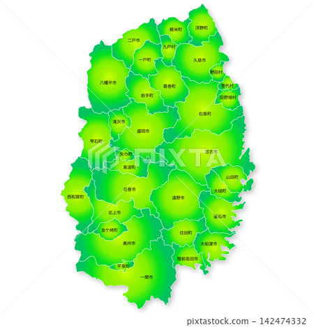 Map of Iwate Prefecture and its municipalities Map of Iwate Prefecture and its municipalities 142474332
