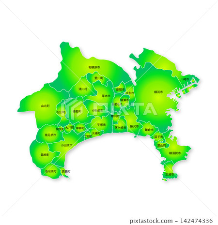 Map of Kanagawa Prefecture and its municipalities 142474336