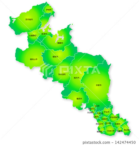Map of Kyoto Prefecture and its municipalities Map of Kyoto Prefecture and its municipalities 142474450
